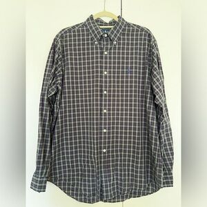 Ralph Lauren men’s size L button down shirt olive & navy checkered